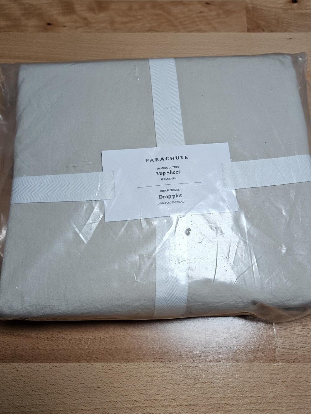 PARACHUTE BRUSHED COTTON Top Sheet Bone Full/Queen